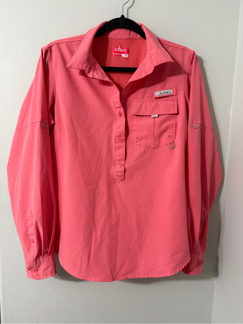 Habit Women's Coral Athletic Fishing Long Sleeve Shirt UPF 40+ L